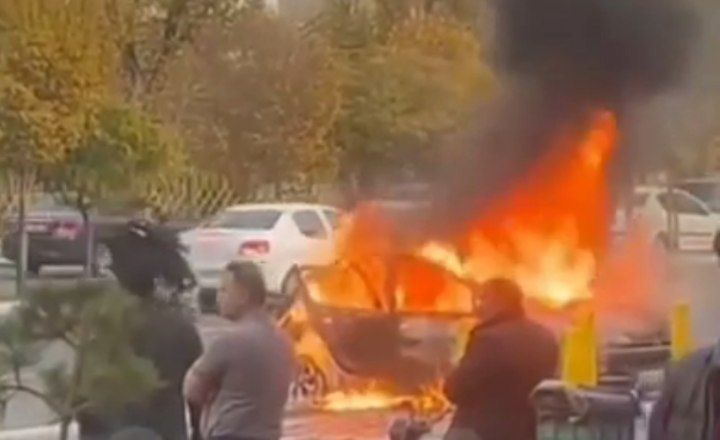 آتش سوزی پژو ۲۰۶ جاده در ایل گلی/ ضرورت کپسول اطفاء حریق 