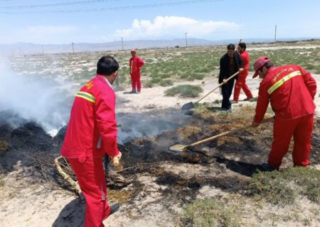 برگزاری مانور اطفاء حریق عرصه های منابع طبیعی در بناب