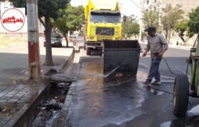 شستشو و ضدعفونی باکس‌های زباله در حوزه شهرداری مرند