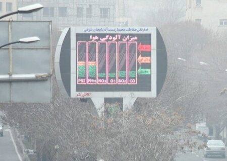 هوای تبریز بدلیل انتشار گرد و غبار ناسالم برای تمامی گروههای سنی