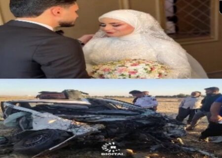 مرگ عروس و داماد بر اثر برخورد ماشین با تریلی/ ویدئو