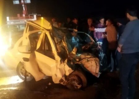 یک فوتی و یک مصدوم حاصل برخورد خودرو ساینا با  کامیونت در جاده میانه به میاندوآب 