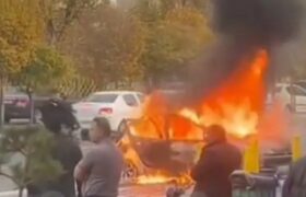 آتش سوزی پژو ۲۰۶ جاده در ایل گلی/ ضرورت کپسول اطفاء حریق 