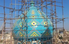 پایان مرمت کاشی‌کاری‌های گنبد زیارت تاریخی طاهر و منصور کاشان