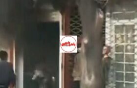 حریق پاساژ تجاری میدان معلم میانه مهارشد